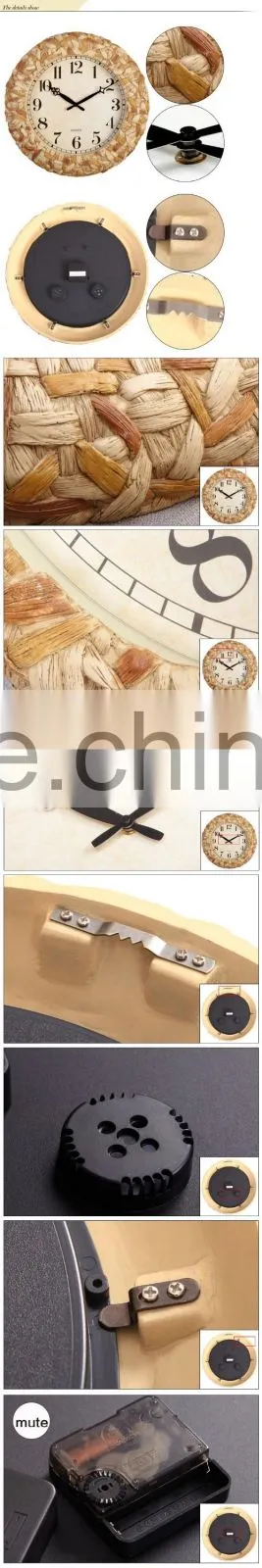 18 inch Retro Home Decor Rattan Women Modern World Clock