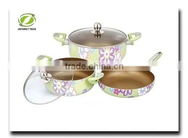 Large Green Belly Shape Aluminum Non-stick & Ceramic Coated Cookware Set for Wholesale
