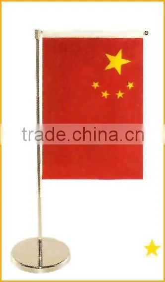 promotion polyester table flag desk flag with stainless stand
