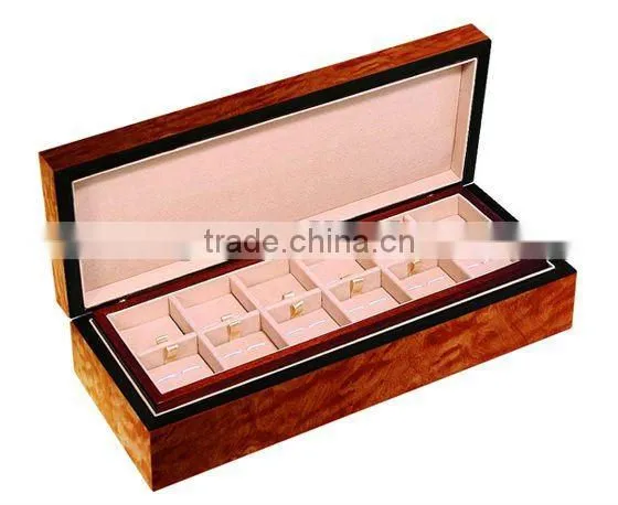 BURL WOOD cufflink jewellery box
