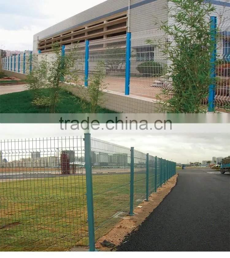 Hot dipped galvanized pvc coated weld wire mesh triangle bending fences for houses factory(curved fence)