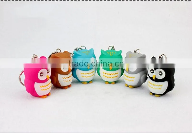 Plastic LED Owl Keychains with Sound