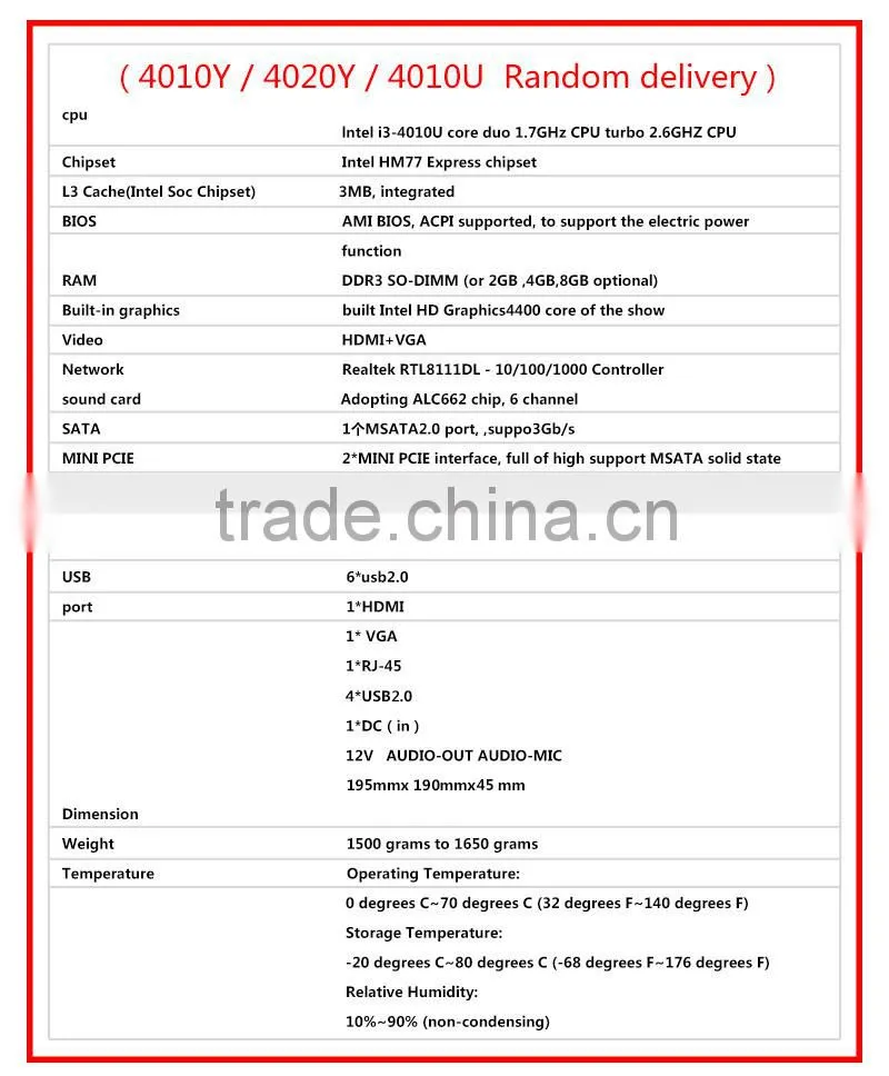 I3 4010U 4G/32G Htpc Mini PC Mini Computer Thin Client Mini PC i3 Thin Client Computer Industrial Mini PC