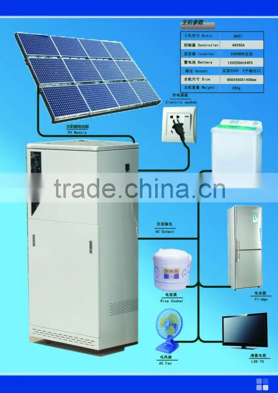 Home Application and Normal Specification solar power system