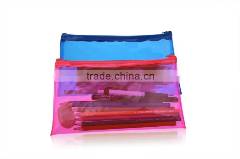 Customized Logo Printed Zip Top Slide Zipper PVC Bag for Pencil