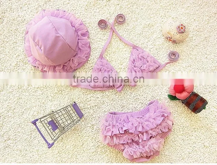 Cute Summer Girl Swimswear For Kids,Fashion Children Bikini Set With Hats