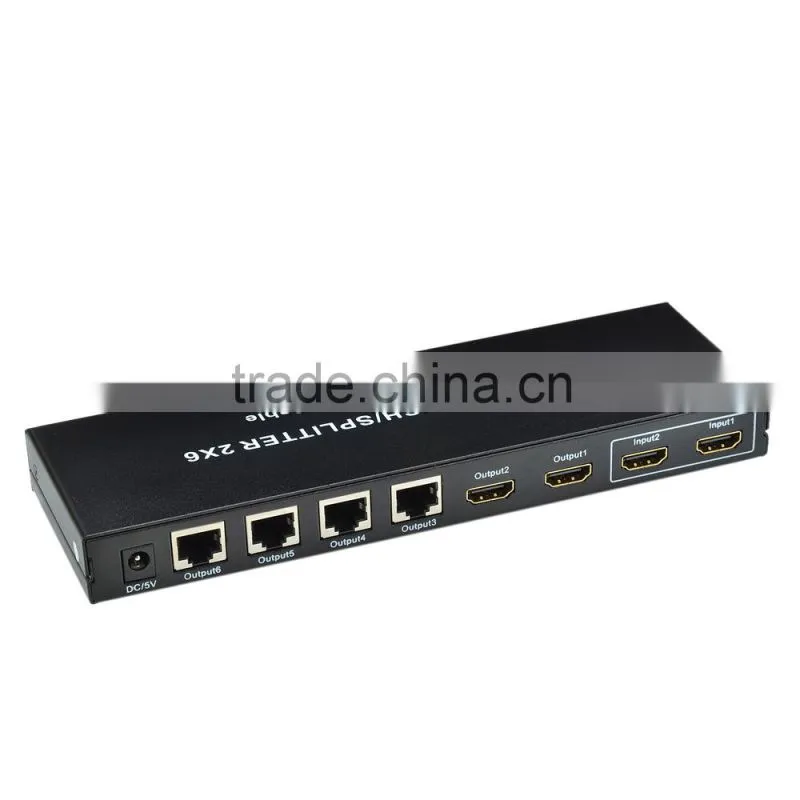 CHEERLINK 1080P 2X6 60m HDMI Splitter / Switch / Extender w/ EU Plug - Black
