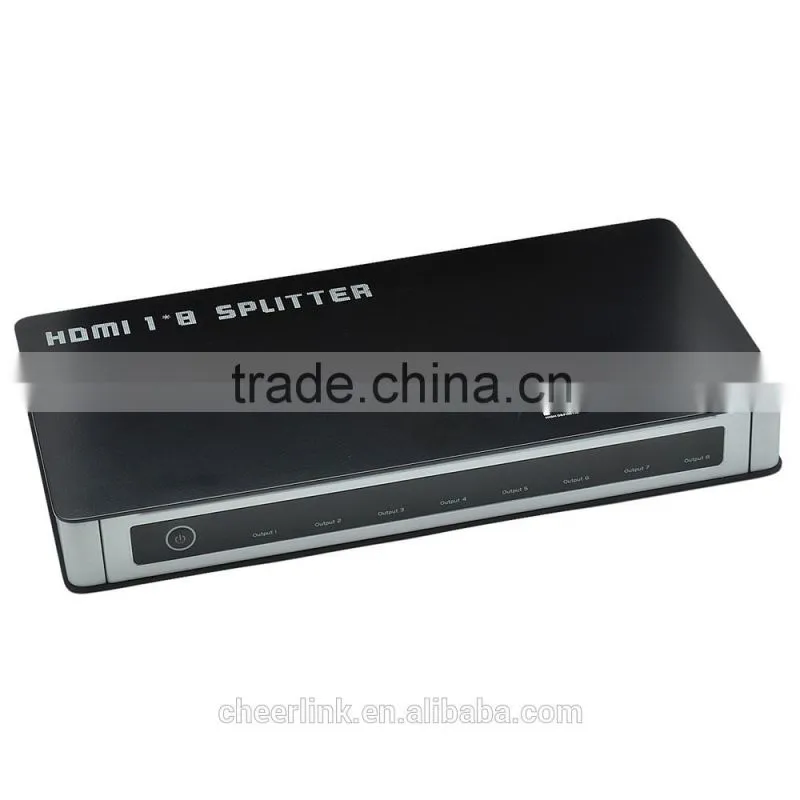 full hd 1080p hdmi v1.3a hdmi splitter 1x8 support 3d / black