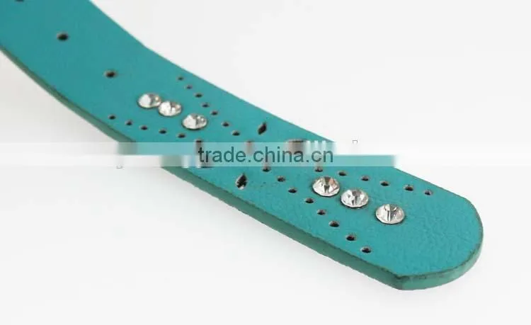 New Women fashion pu leather rhinestone belt with shiny silver rhinestone buckles in yiwu