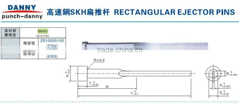 Precision standard customized blade ejector pin