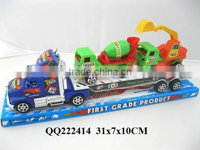 Newest Kids plastic Friction trailer with 2 truck,friction car for kids