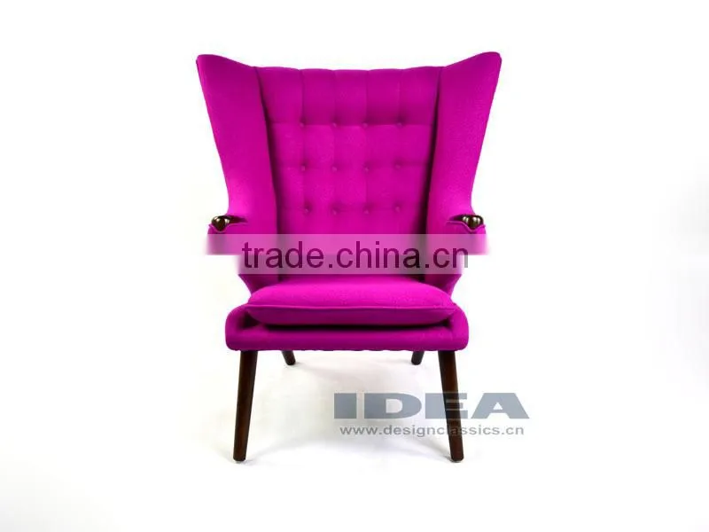 Replica Hans J Wegner Papa Bear Chair - Pink Fabric