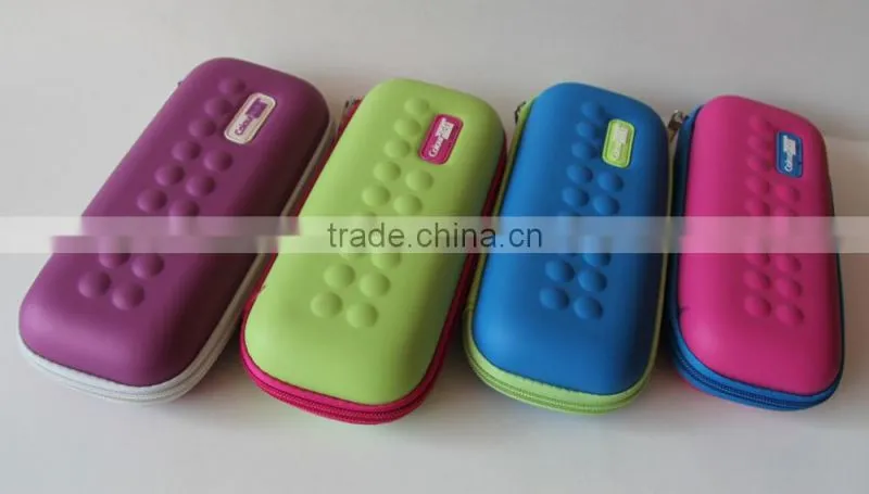Customized waterproof Hard protective EVA stationery box pencil case with zipper by PU leather or fabric for kids