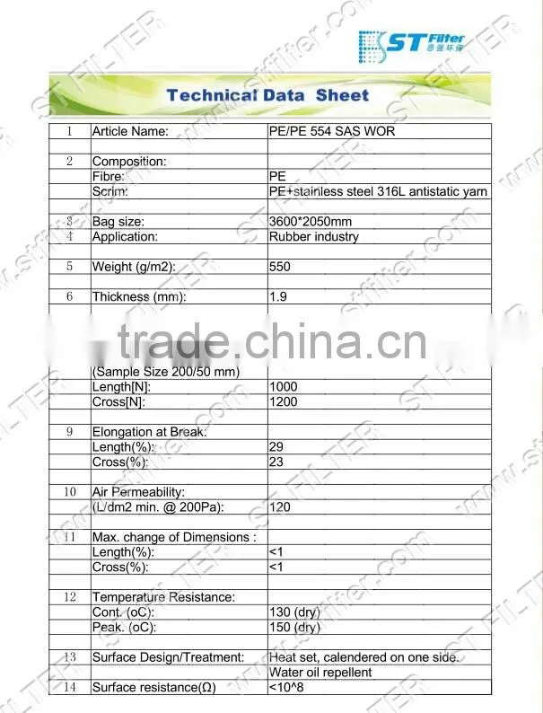rubber industrial bag filter,antistatic Water oil repellent filter bag