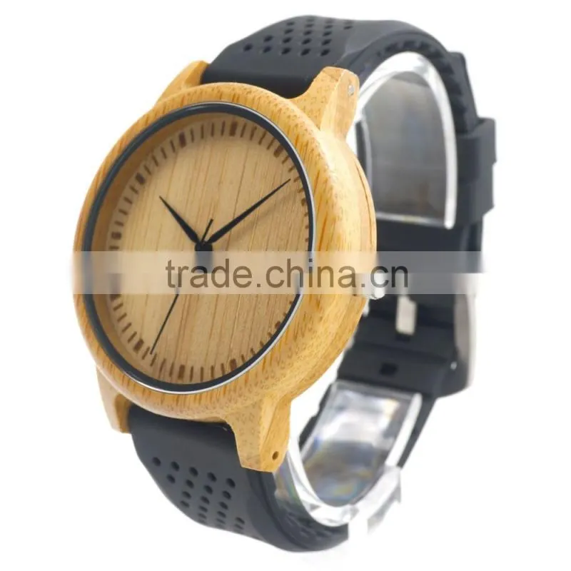 Cheap Bamboo Wooden watch band Wood Dial Soft Silicone Band Quartz Watches for Men Women,wooden watch custom logo