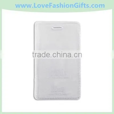 Clear Vinyl Vertical Credit Card Size Badge Holder With Slot