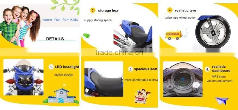 Motorcycle ride on car for kids with music and lights