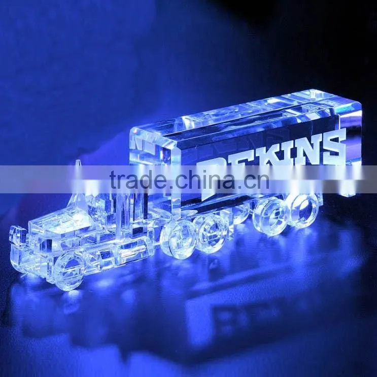 Clear K9 Crystal Truck Model With Logo Engraved For Workers New Year Souvenirs