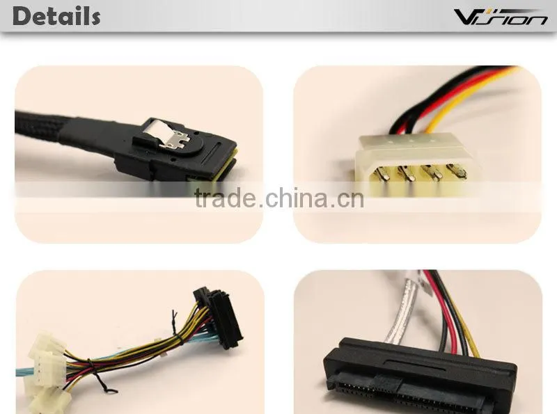 1m black 30AWG Internal Mini SAS 36pin (SFF-8087) Male to SAS 29pin Female with 4pin Power (SFF-8482) Cable
