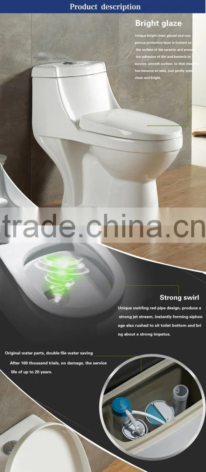 Ceramic sanitary ceramic eddy flush toilet parts