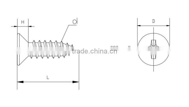 Cross recessed csk head stainless steel screws