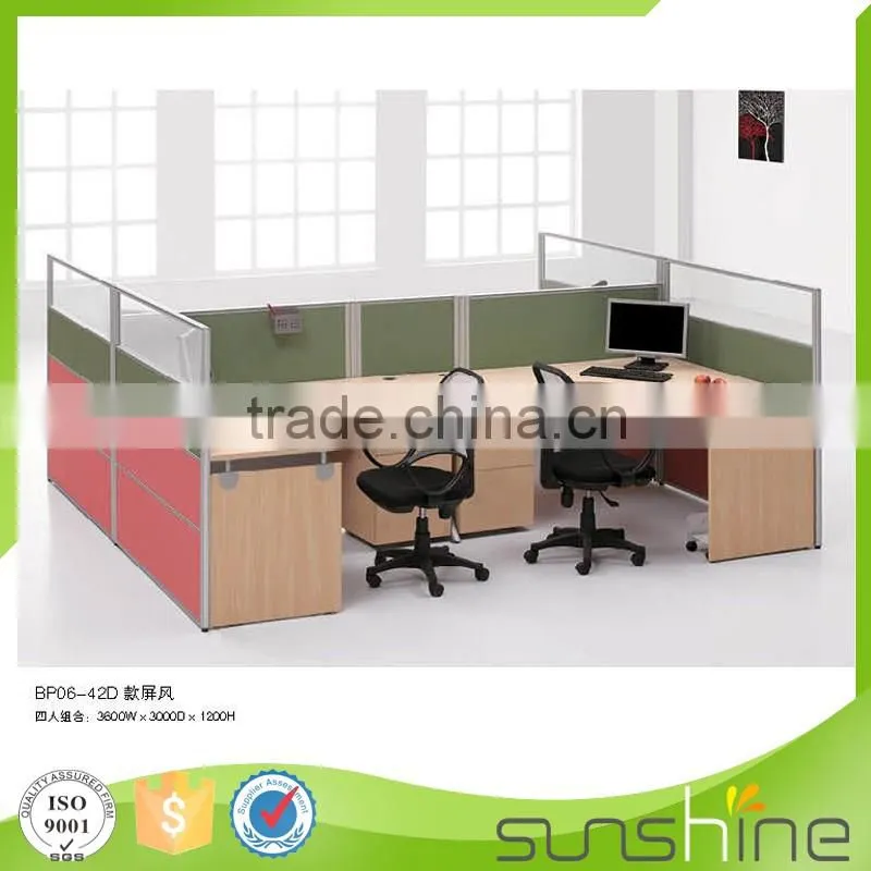 2016 latest design office workstations modular for 4 person with mobile pedestals