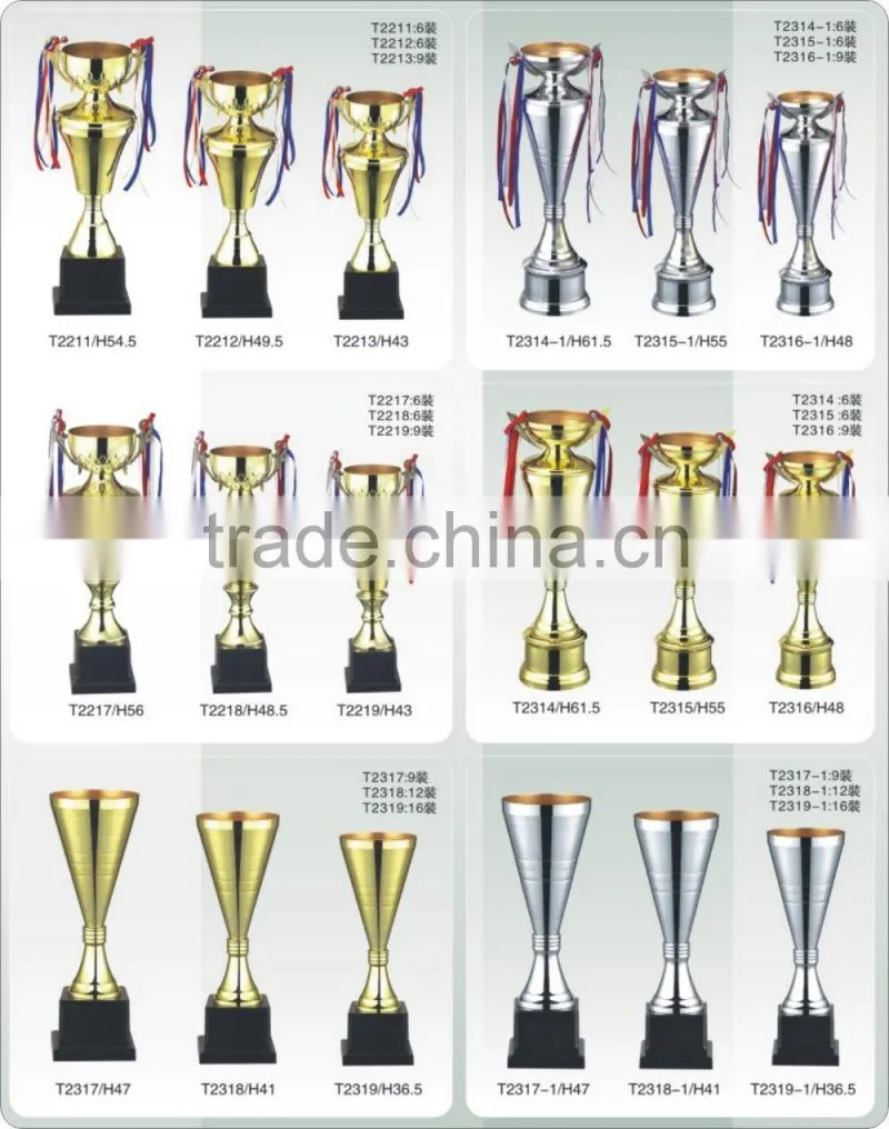 Custom gold metal trophy base award softball model trophy golden souvenir 2314 China metal trophy cup
