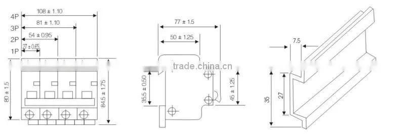dz47-63 3 phase circuit breaker 1a