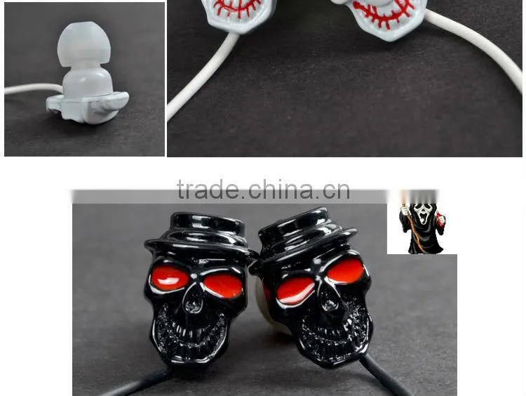 ULDUM TPE wire skull in-ear earphone for mobile phone mp3 mp4