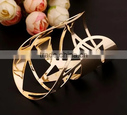 New Fashion Women Girl Jewelry Gold Plated Open Cuff Bangle Charm Bracelet