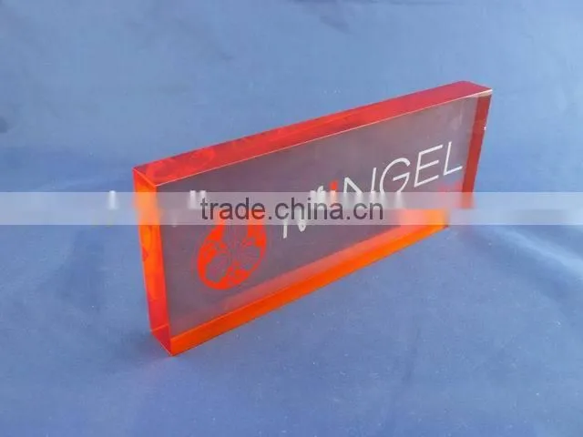 custom colored acrylic block with logo