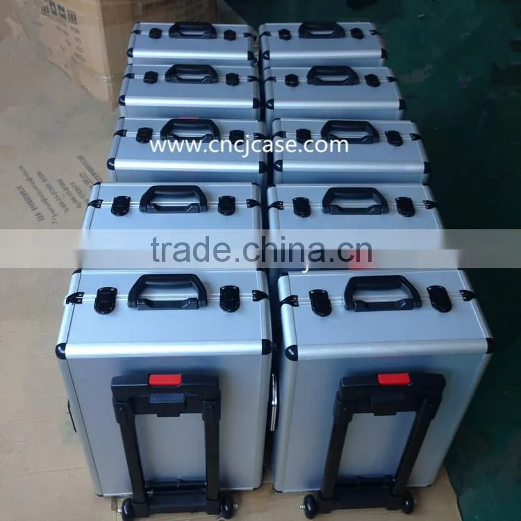 Aluminum case with trolley and wheels