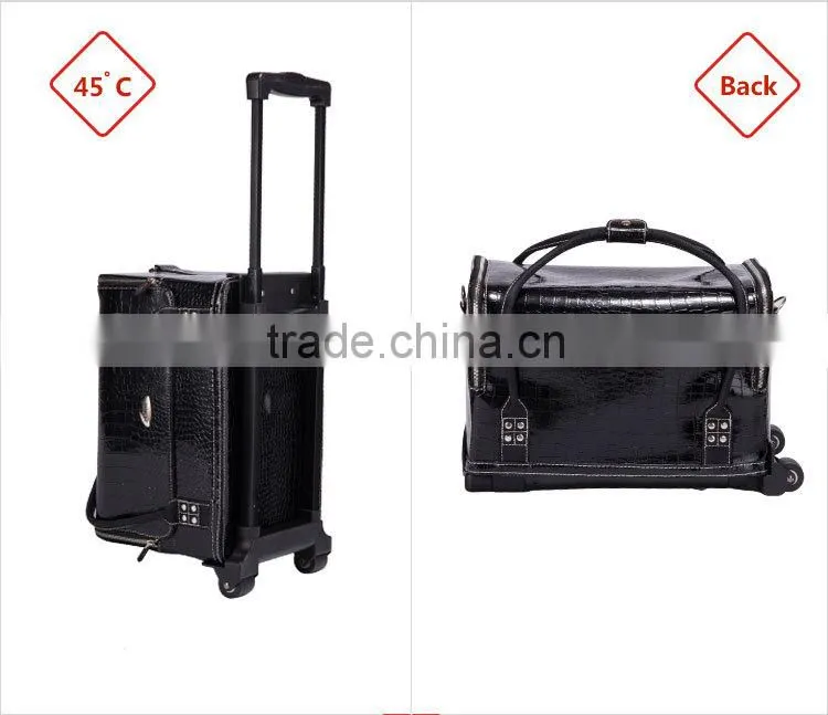 2016 New Arrival Wholesale Classic Black High Quality PU Leather Cosmetic Bag Makeup