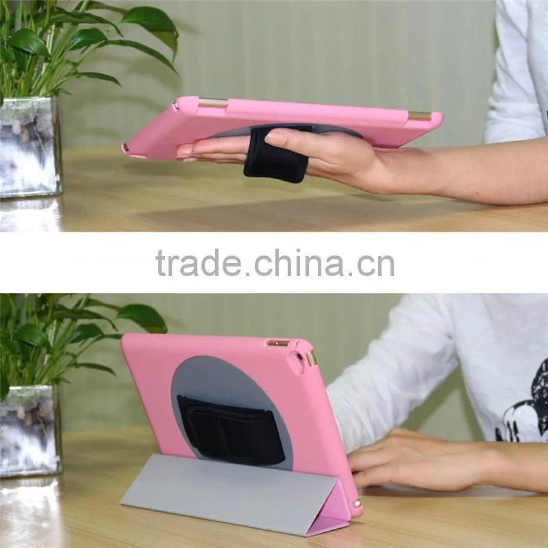 Factory Outlet Patent Item 360 Rotation handheld PC back case PU Smart front flip cover for iPad air 2