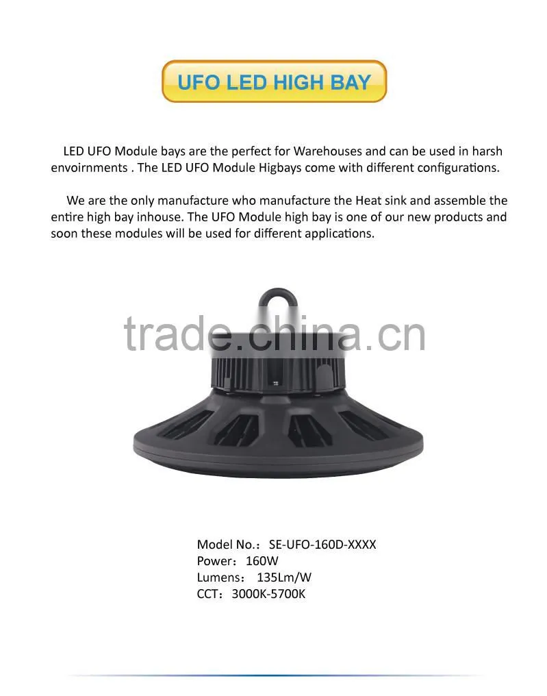 160W LED UFO Highbay with EU Standard Plug and 1.5 Meter Wire