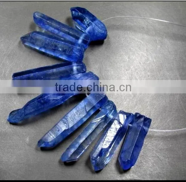 CHARMING BLUE AURA QUARTZ CRYSTAL POINT FOR NECKLACE Wolesale