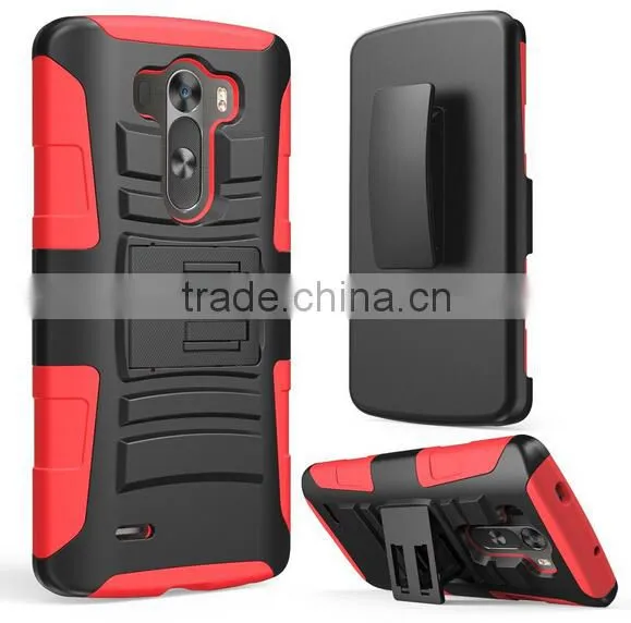 heavy Duty Rugged Dual Layer Case with kickstand for lg g3 -black