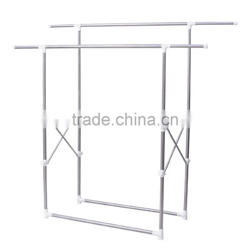 Foldable Double Rail Adjustable Hanging Garment Rack