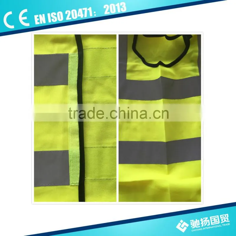 yellow orange police reflective vest with 5cm high visibility tape