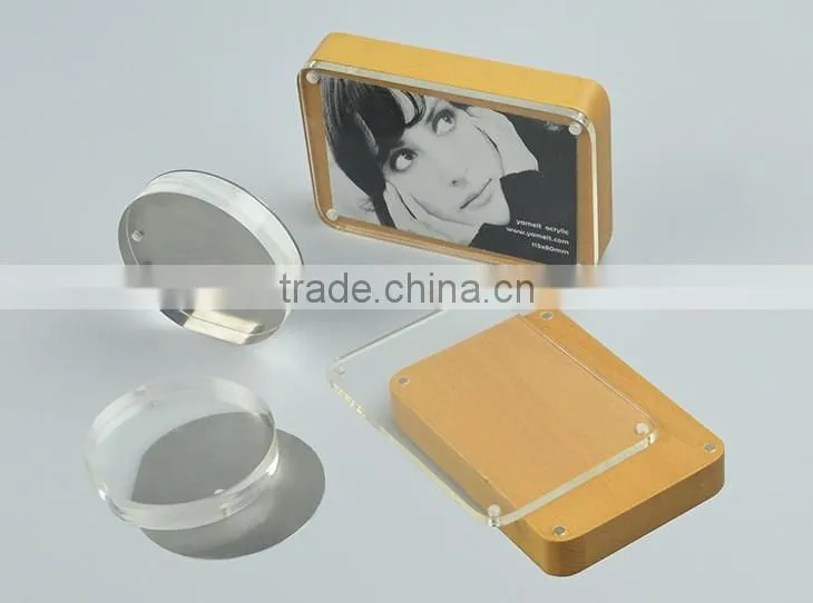 Fashion clear acrylic photo frame new models with wood back