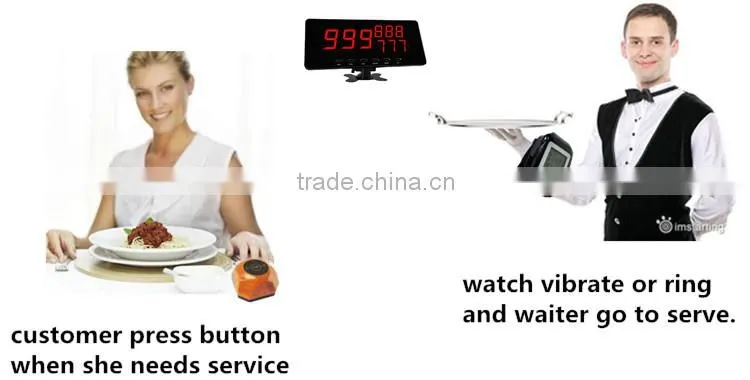waiter restaurant wireless paging system, waiter service call bell button pager, waiter service call pager