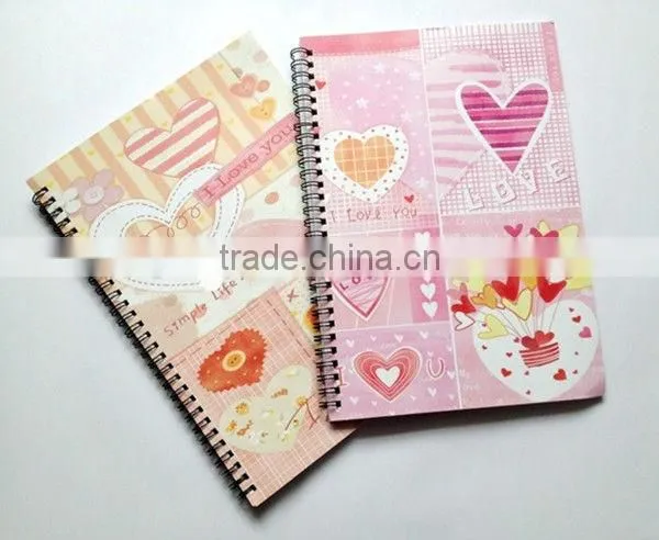 spiral notebook with heart printing,school notebook