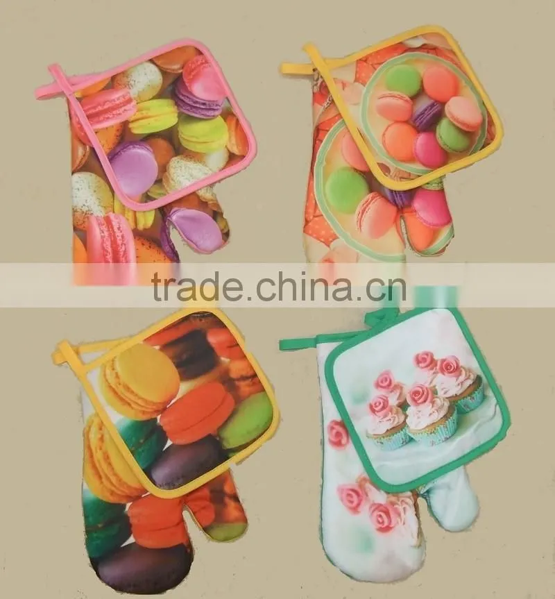 100%polyester material reactive printing macaron design glove set