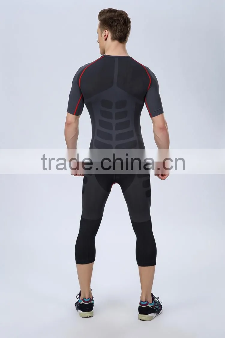 Men's Cool Dri Fit Compression Baselayer Short Sleeve T Shirts, Crew Neck Stretch Slimming Body Shaper Top Shirt