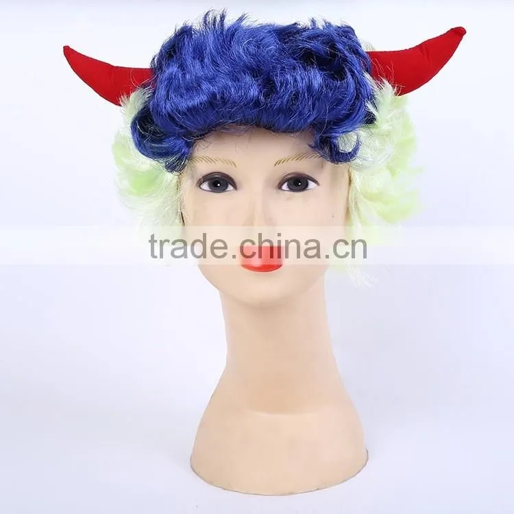 Horn Fans Fake Hair Short Hair Head Holiday Whimsy Show Props Prom Cheap Party Wigs