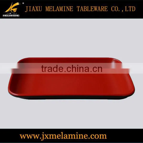 melamine ware red and black twin color long plate