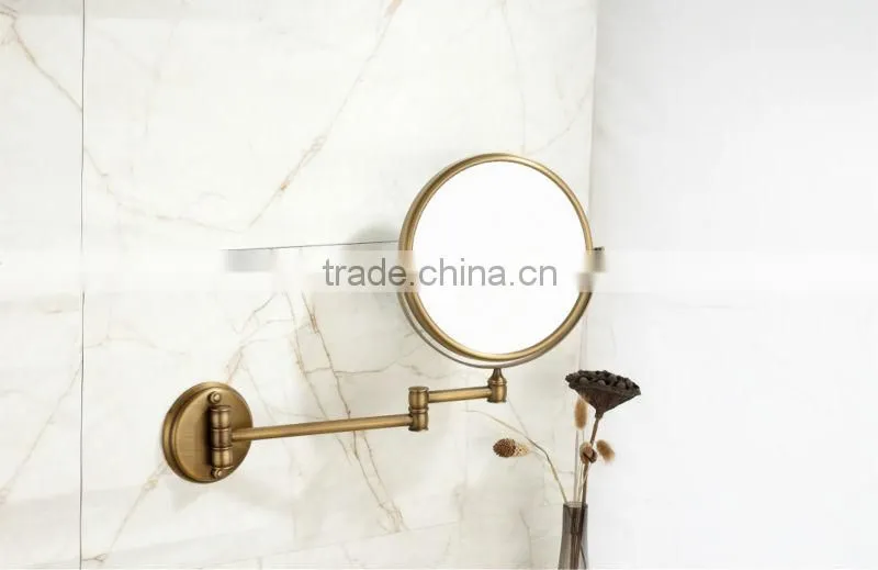 2014 new design round style wall mounted antique bronze double face bath mirror
