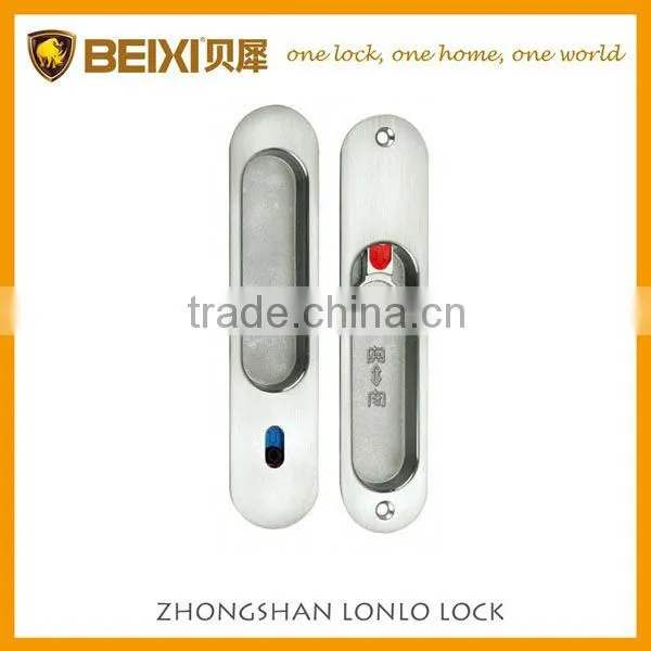 New design zinc alloy satin brass finish passage sliding glass door lock