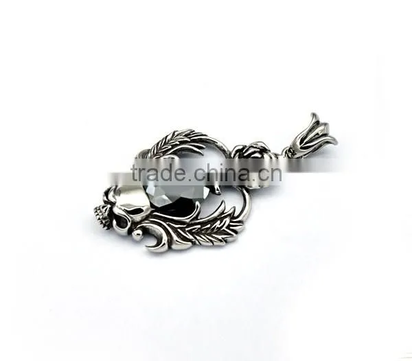 Classic Mens Hiphop Jewelry Never Fade Stainless Steel Crystal Skull Pendant Charm