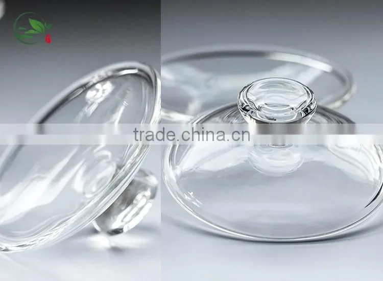 2016 Hot Selling Borosilicate Heat-resistant Gaiwan Mouth-blown Clean Glass Lid Tea Cup And Saucer Tea Set